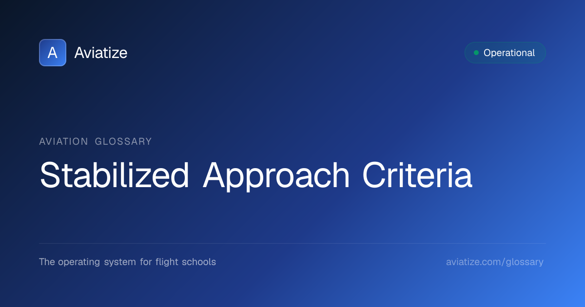 Stabilized Approach Criteria | Aviation SOP Glossary | Aviatize